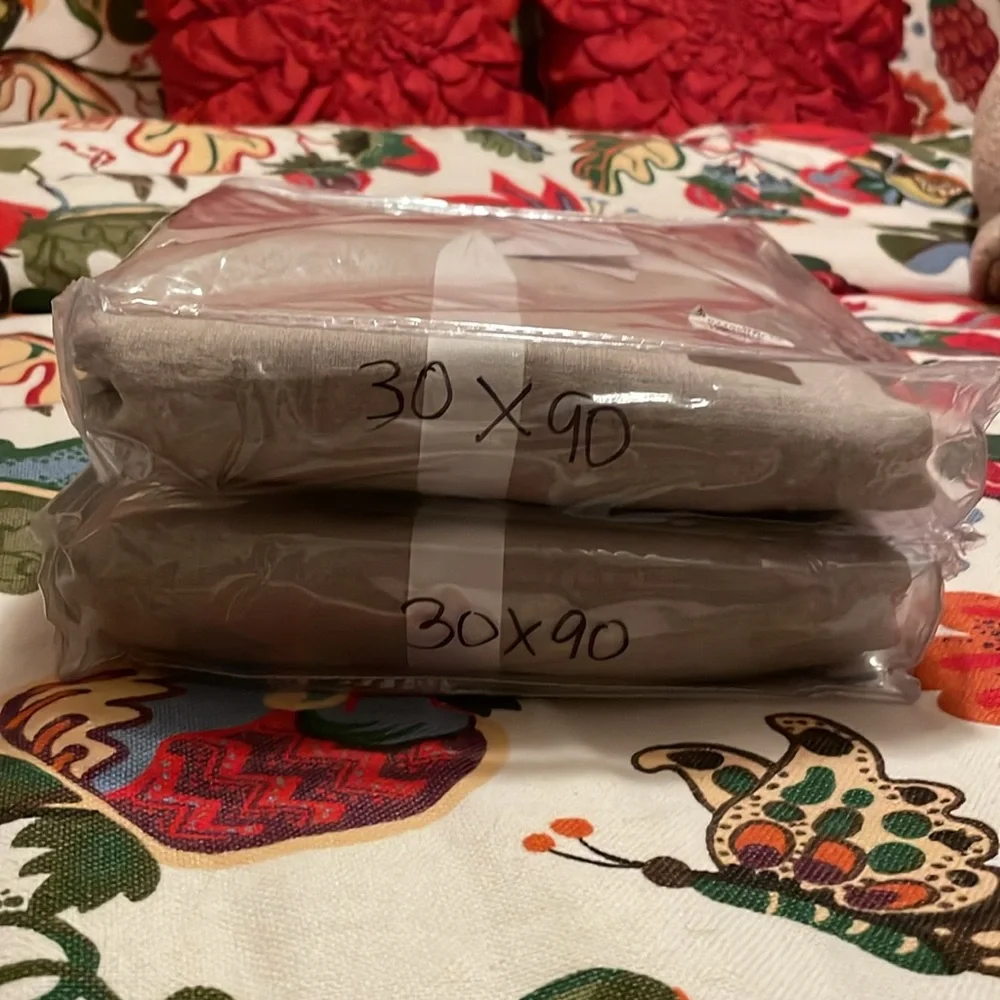 NWT (2) Pottery Barn Dark Flax 30x90 Curtains